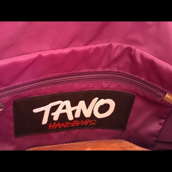 Tano Orange Distressed Glazed Leather Bucket Bag - Picture 12 of 16